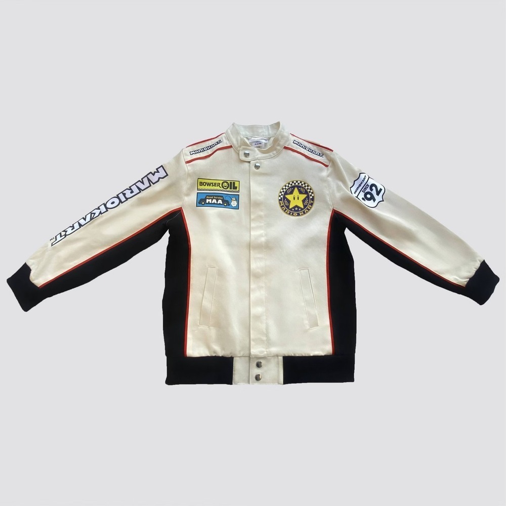 Mario Kart Canvas Racing Jacket Egret XL Extra Large Adult Unisex Nintendo NWT